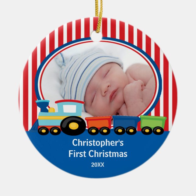 Premier ornement photo de Noël du bébé (Devant)