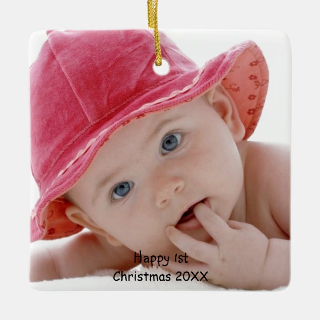 Premier ornement photo de Noël du bébé (Devant)
