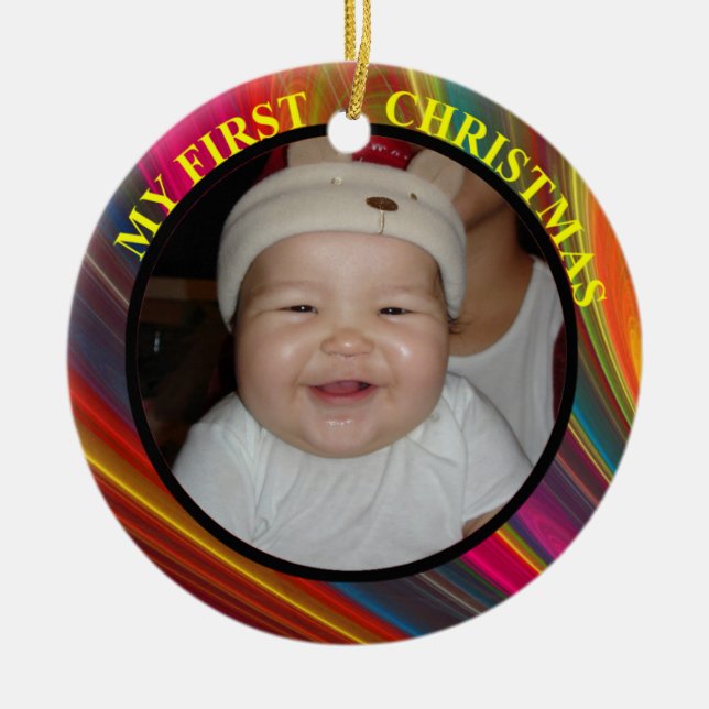 Premier ornement photo de Noël du bébé (Devant)