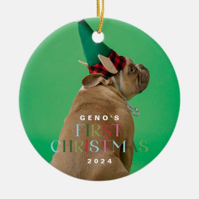 Premier ornement photo de Noël du chien animal de  (Devant)