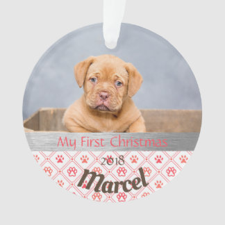 Premier ornement photo de Noël du chiot