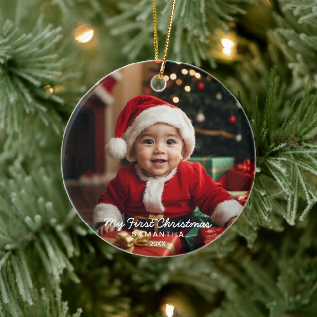 Premier ornement photo moderne de Noël pour bébé (Arbre)