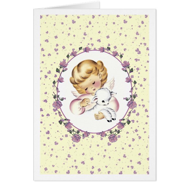 Premier Pâques du bébé. Angel vintage avec carte d (Devant)