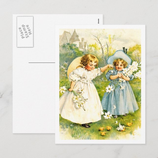 Premier Pâques du bébé. Cartes postales pour enfan (Devant / Derrière)