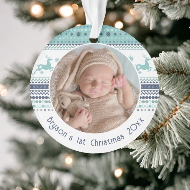Premier renne bleu de Noël pour bébé personnalisé (Créateur téléchargé)
