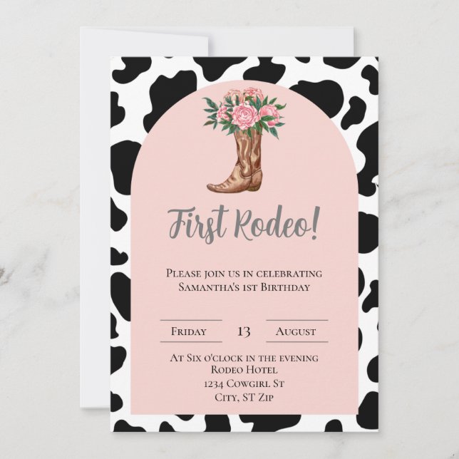Premier Rodéo Anniversaire, Invitation Cowgirl (Devant)