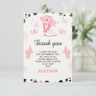 Premier Rodéo rose chaud 1er Carte de remerciement