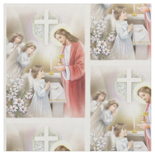 Premier tissu de fille de sainte communion (Fermer)