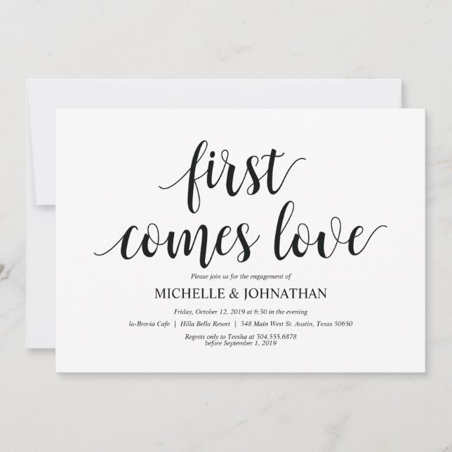 Premier vient l'amour, invitations de la partie En (Devant)