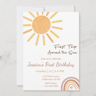 Premier Voyage Autour Du Soleil Invitation Anniver