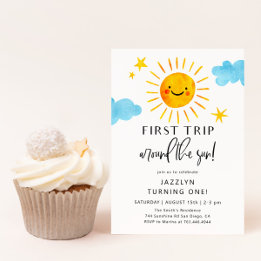 Premier Voyage Autour Du Soleil Invitation Anniver