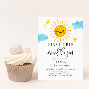 Premier Voyage Autour Du Soleil Invitation Anniver