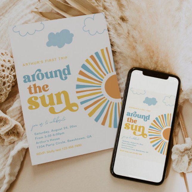 Premier Voyage Autour Du Soleil Invitation Anniver (Créateur téléchargé)
