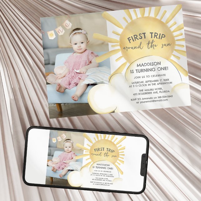 Premier Voyage Autour Du Soleil Invitation Anniver (Créateur téléchargé)