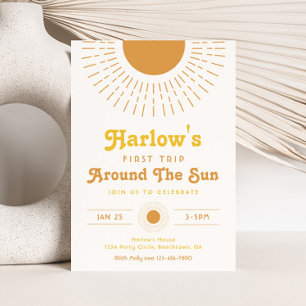 Premier Voyage Autour Du Soleil Invitation   Boho