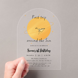 Premier Voyage Autour du Soleil Invitation d'anniv