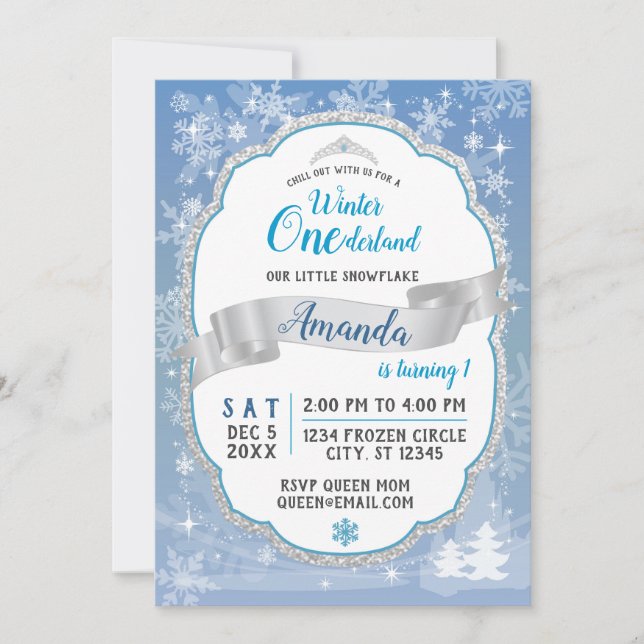 Première Anniversaire Hiver Onederland Invitation (Devant)
