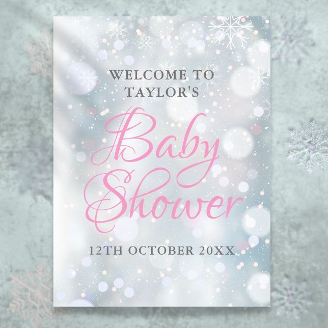 Première Baby shower de flocons de neige Affiche d (First Snowflakes Baby Shower Welcome Sign)