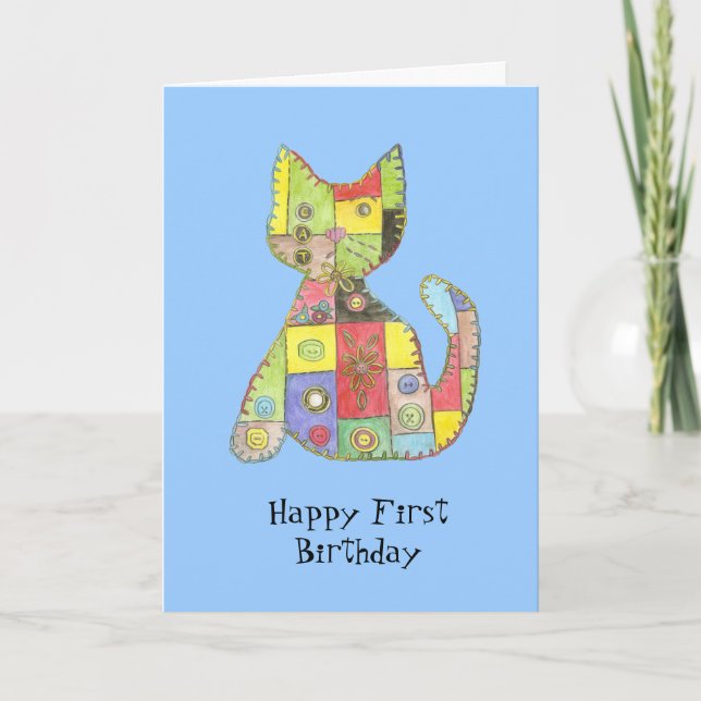 Première carte d'anniversaire avec le chat de (Devant)
