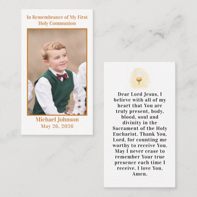 Première carte de communion (Devant / Derrière)