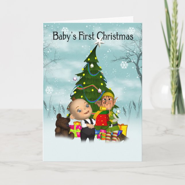 Première carte de Noël pour bébé - mignon petit bé (Devant)