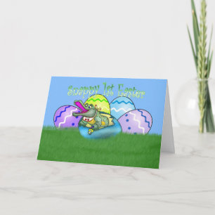 première carte de Pâques, ęr crocodile de Pâques