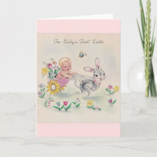 Première carte de Pâques vintage pour bébé