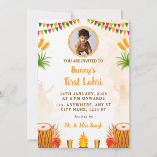 Première carte d'invitation Lohri, carte de partie
