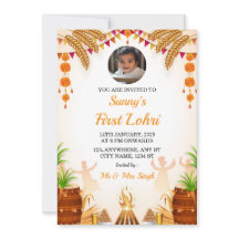 Première carte d'invitation Lohri, carte de partie