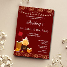 Première carte d'invitation Lohri et d'anniversair