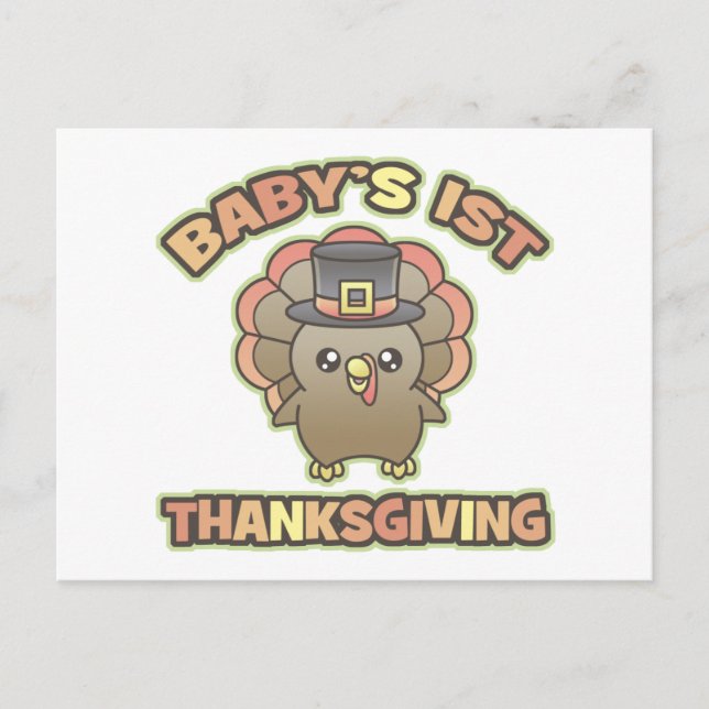 Première carte postale de Thanksgiving pour bébé (Devant)