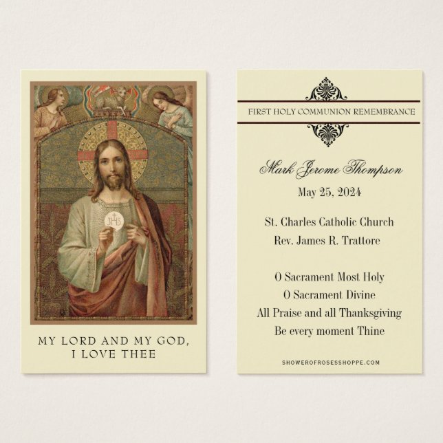 PREMIÈRE CARTE SAINTE COMMUNION JESUS ANGELS CARTE (Devant & derrière)