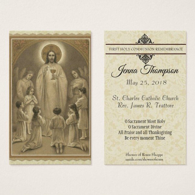 PREMIÈRE CARTE SAINTE COMMUNION JÉSUS ENFANTS CART (Devant & derrière)