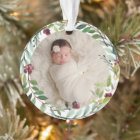 Première Christmas Green Holiday Wreath Baby Photo
