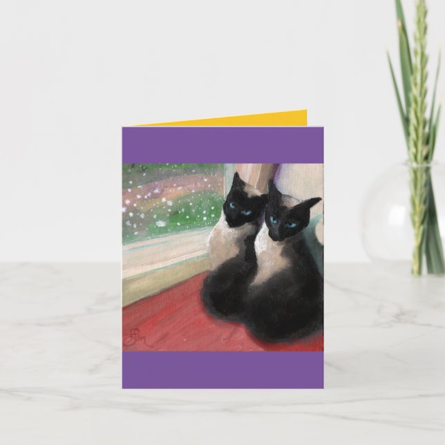 Première chute de neige - Noël Kitties Carte de va (Devant)