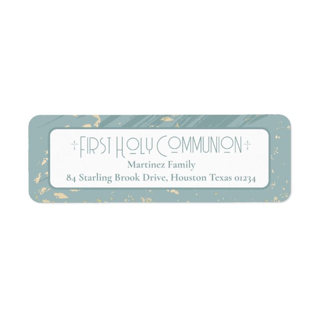 Première Communion Blue Gold Adresse de retour (Devant)