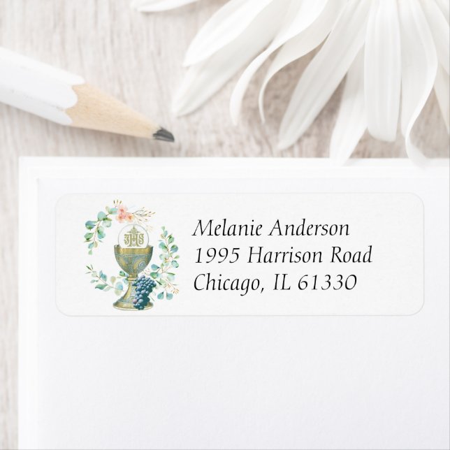 Première Communion Catholique Eucalyptus Floral (En situation)