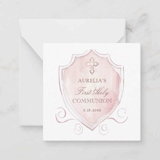 Première communion de crête rose Mini Carte de rem (Devant)