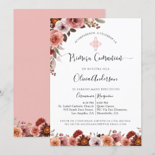 Première Communion d'Espagne Invitation florale ro