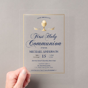 Première communion d'or Élégante invitation