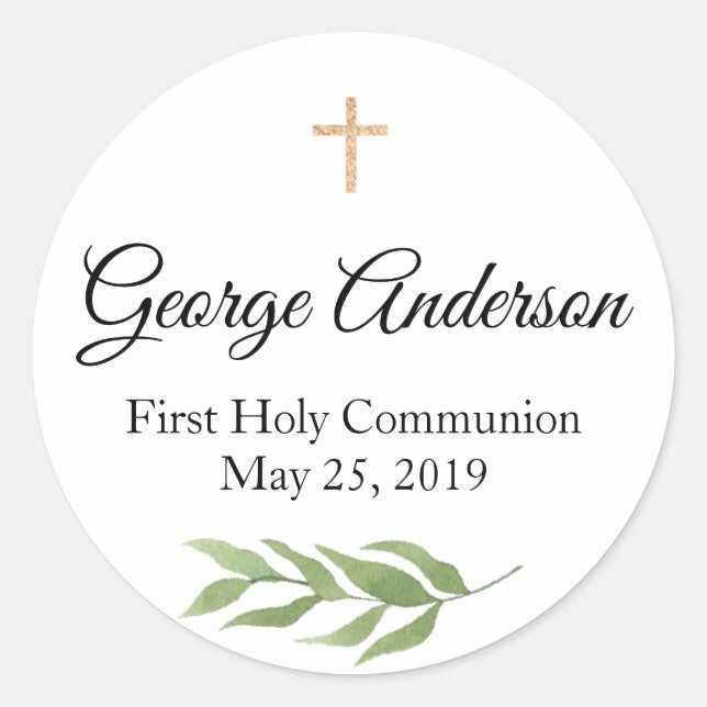 Première communion Favor Sticker verdure (Devant)
