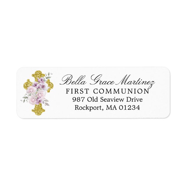 Première communion florale rose croisée Adresse de (Devant)
