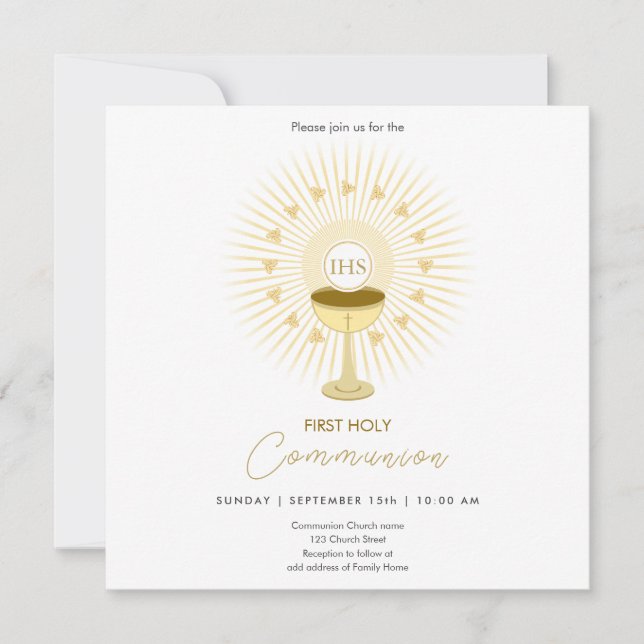 Première Communion Gold avec Invitation Chalice (Devant)