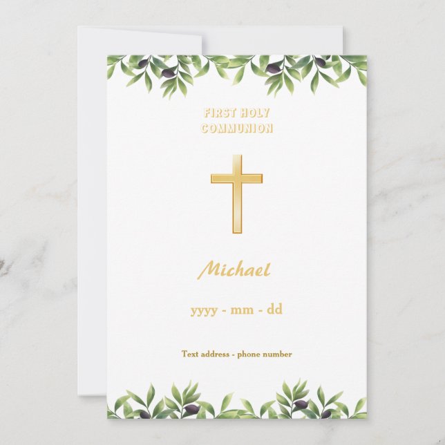 Première communion - Oliviers Invitation (Front)
