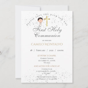 Première communion sacrée Invitation pour garçon
