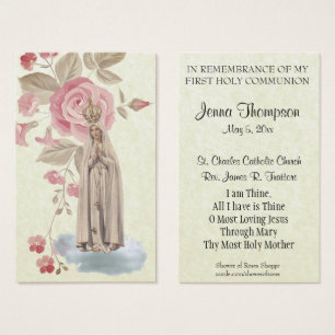 PREMIÈRE COMMUNION SAINTE FATIMA PRIÈRE CARTE SAIN