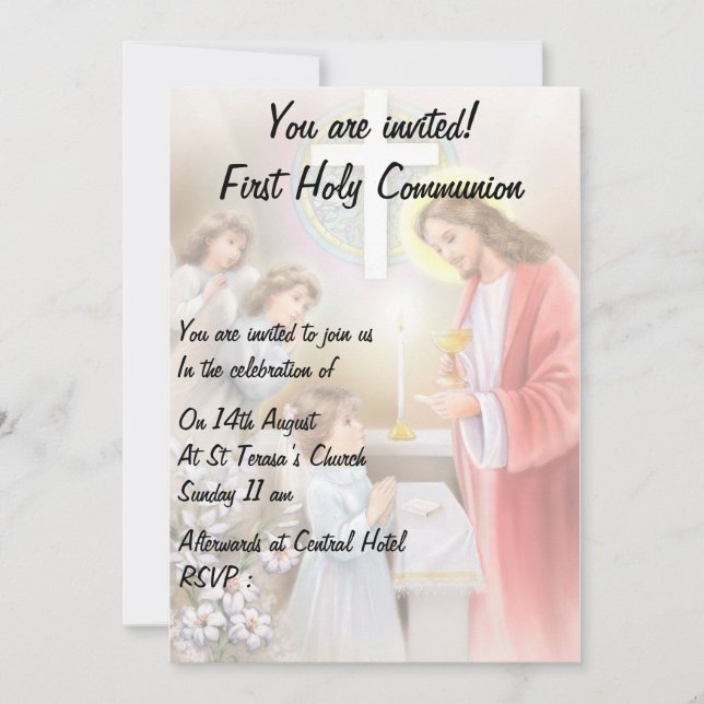 Première Communion sainte, invitation de confirmat (Devant)