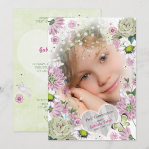 Première communion solennelle Fleurs   Cartes de p