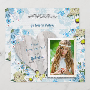 Première communion solennelle Fleurs Cartes d'in