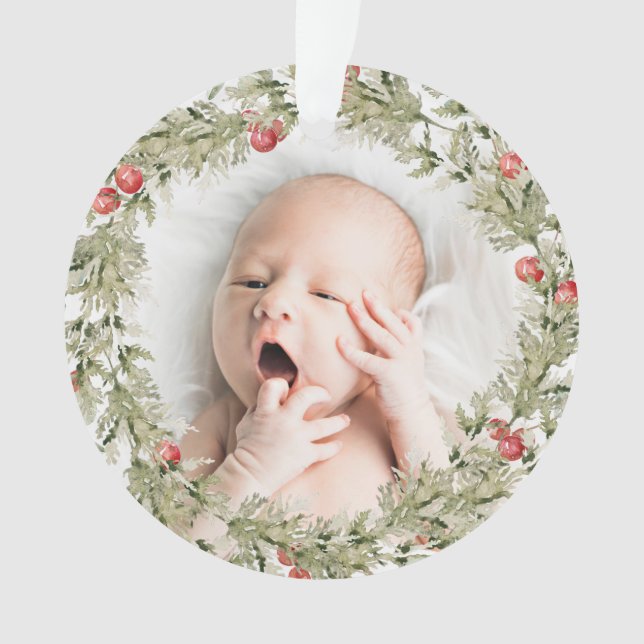Première couronne de Noël Ornement photo de bébé (devant)